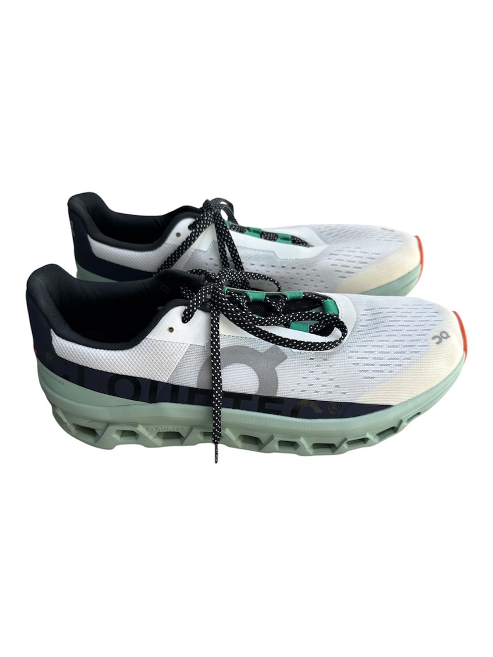 On Running Men’s White Cloudmonster, Melon Green & Black CloudTech-Style - Picture 2 of 5